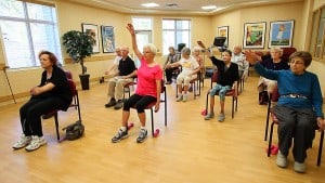 Group Exercise Class for Seniors at River Ridge Retirement Residence in Winnipeg Manitoba