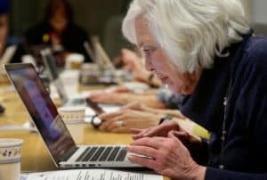 senior on computer