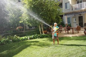 Beat the Heat this Summer with 6 Tips to Stay Cool - All Seniors Care senior man watering the lawn